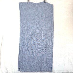ETC Nepal Wool Cashmere Blend Gauzy Lightweight Rectangular Fringe Scarf Blue